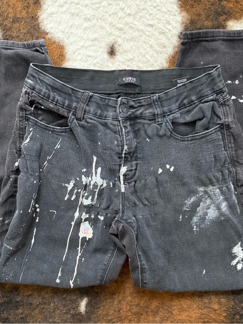 Women's Black Paint-Splatter Jeans